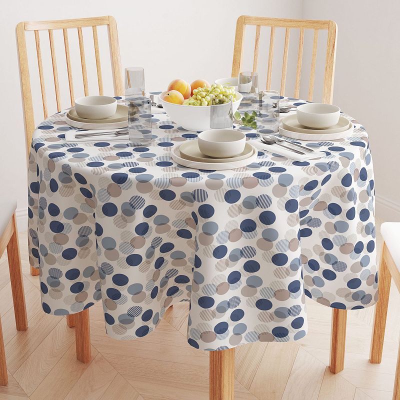 Round Tablecloth， 100% Polyester， 70 Round， Abstract Monotone Dots