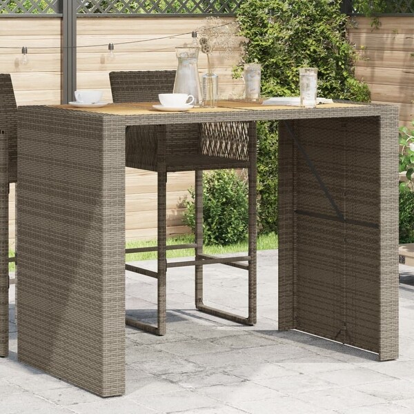 vidaXL Patio Table with Acacia Wood Top Outdoor Garden Furniture Poly Rattan