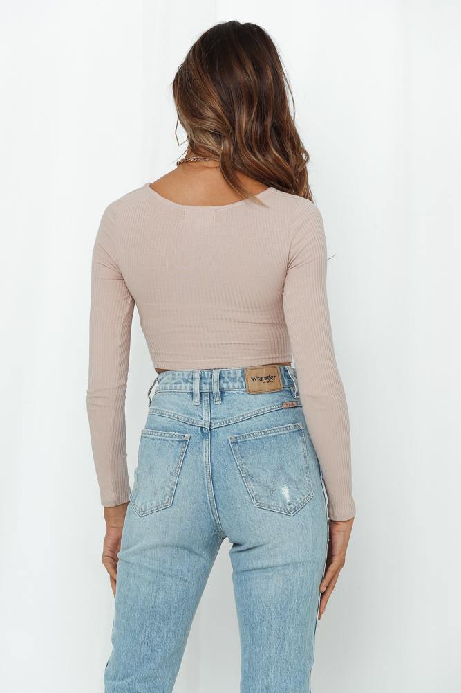 No Hate Here Crop Top Beige