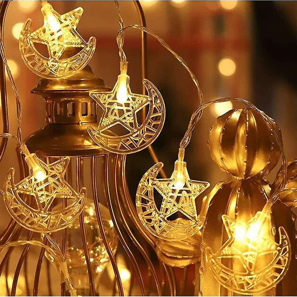 Moon Star Fairy String Lights， 9.84ft 20 Led Star Moon Decorative Lights For Home Garden Indoor Outdoor Wedding Party Holiday Bedroom Wall Decor， Rama