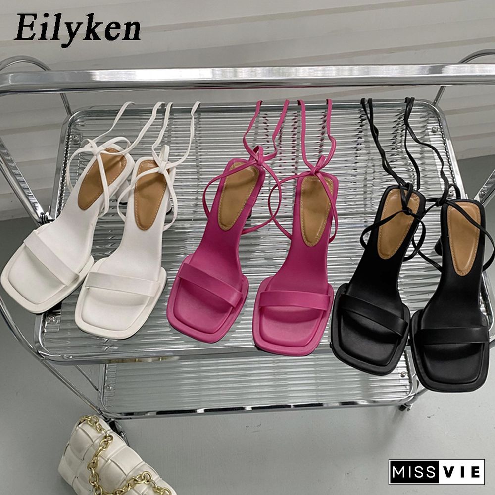 Eilyken Summer New Brand Women Ankle Strap Sandal Thin High Heel Ladies Dress Pumps Shoes Outdoor Gladiator Dress Sandals