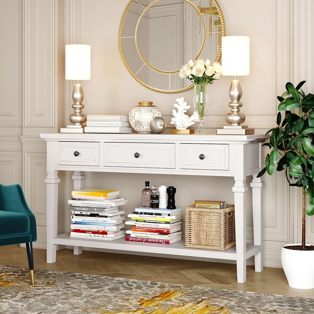 Classic Retro Style Console Table with Three Top Drawers