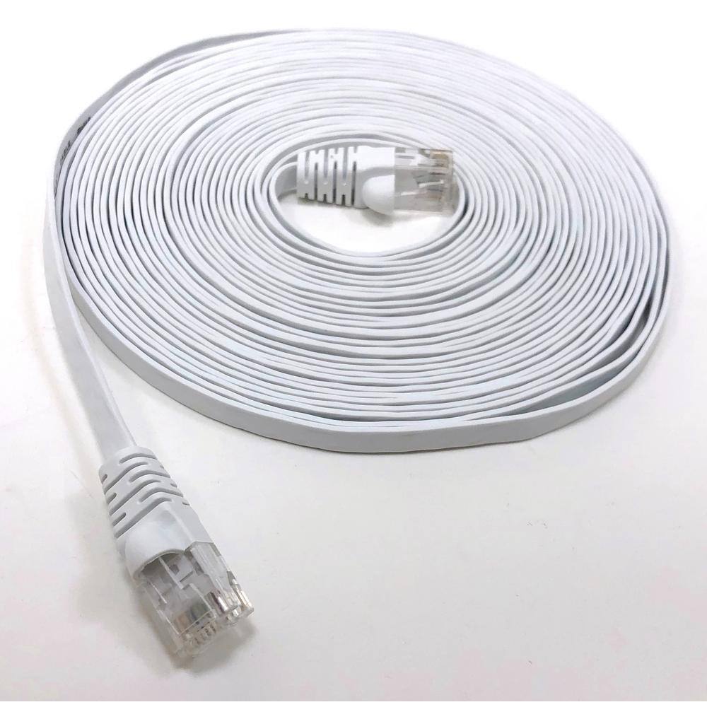 Micro Connectors Inc 50 ft. Flat White RJ45 CAT6 Unshielded Twisted Pair Patch Cable E08-050FL-W