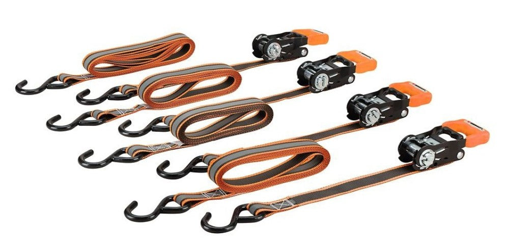 JobSmart FH95354 1 in. x 12 ft. Reflective Ratchet Tie-Downs 4-Pack