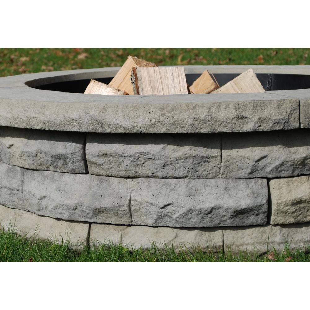 Nantucket Pavers Ledgestone 47 in. x 14 in. Round Concrete Wood Fuel Fire Pit Ring Kit Gray Variegated 72002