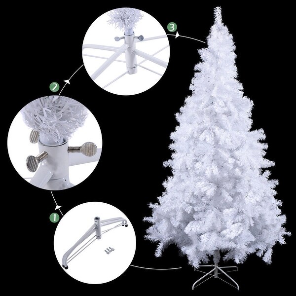 Costway 5Ft/6Ft/7Ft/8Ft Artificial PVC Christmas Tree W/Stand Holiday