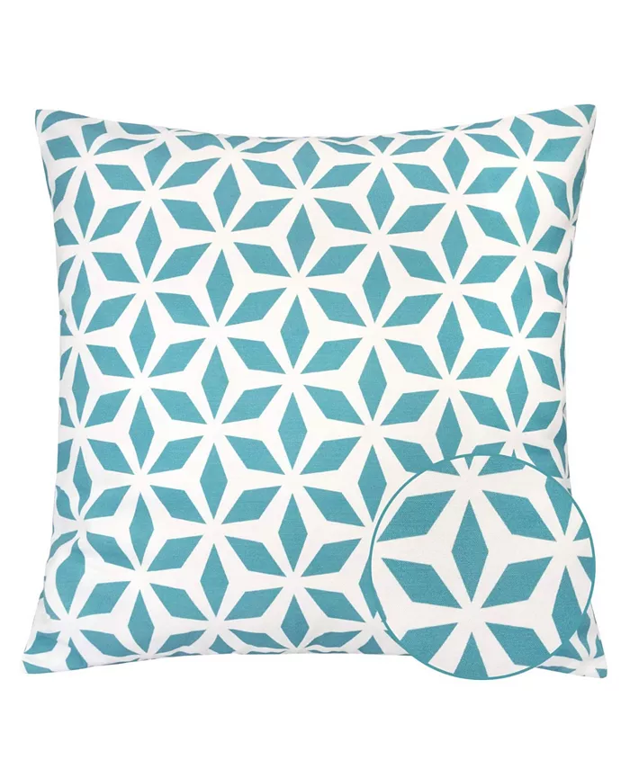 Homey Cozy Outdoor Pillow， Aqua Crystal Grid - Set of 2