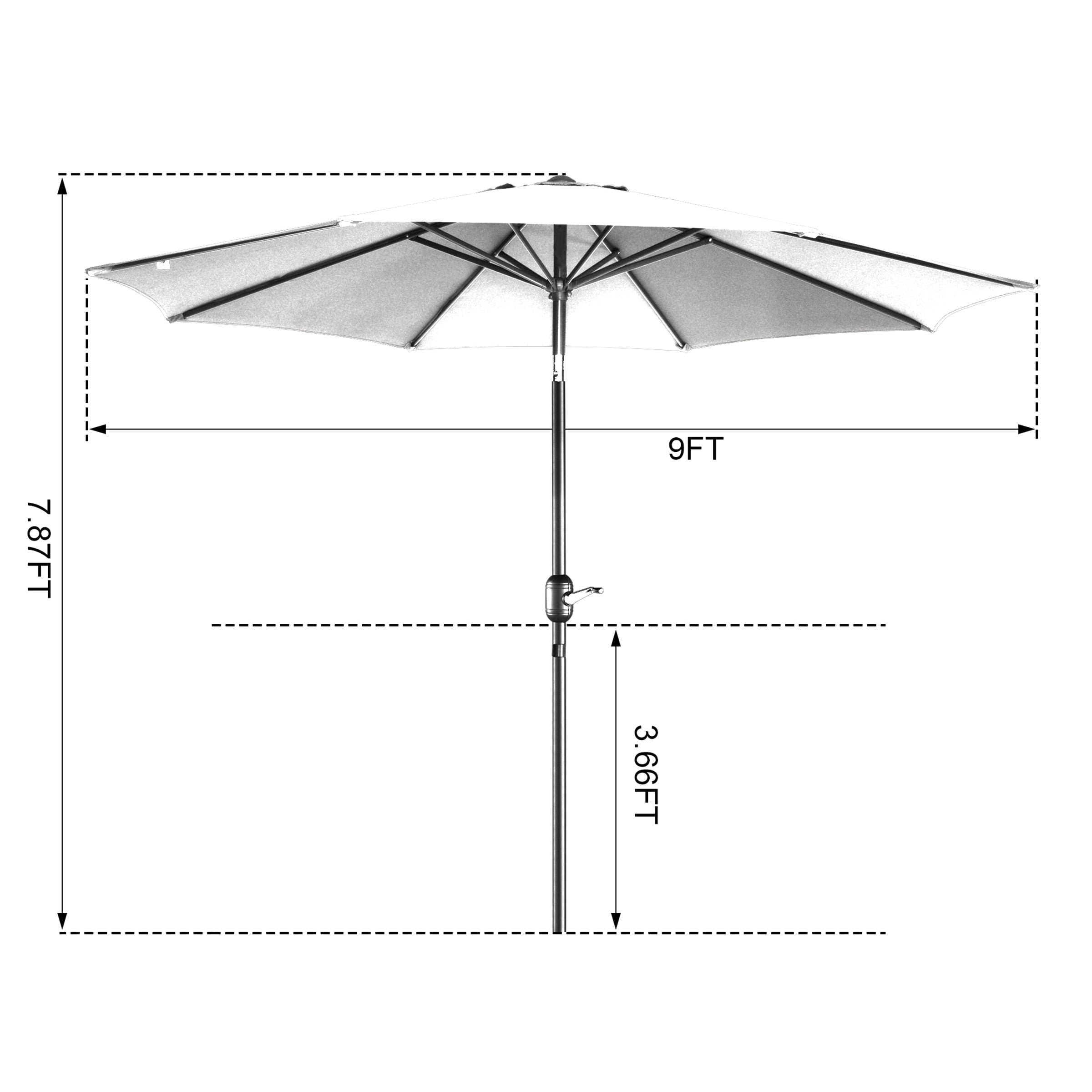 Villacera 9' Outdoor Patio Umbrella with 8 Ribs, Aluminum Pole and Auto Tilt, Fade Resistant Market Umbrella, Red