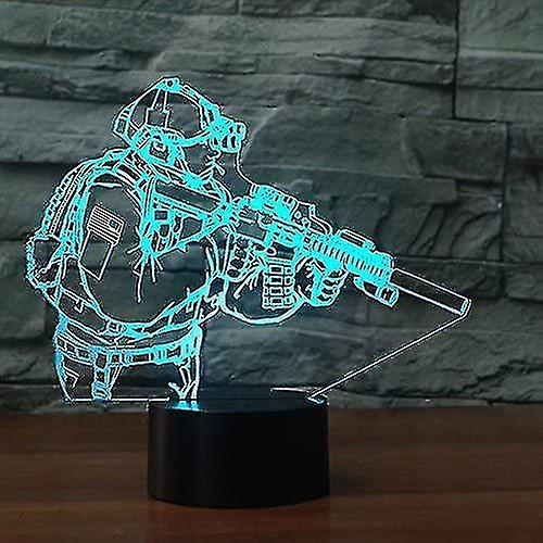 3d Novelty Soldier Night Light Touch Table Desk Optical Illusion Lamps 7 Color Changing Lights Home