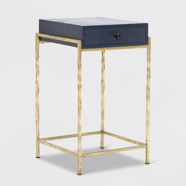 Jolie Modern Living Room Accent Table Navy Blue gold Adore Decor