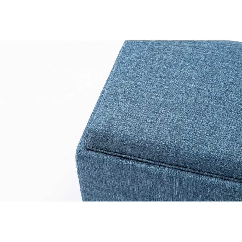 Chase Fabric Ottoman With Flip Tray Lid (Blue)