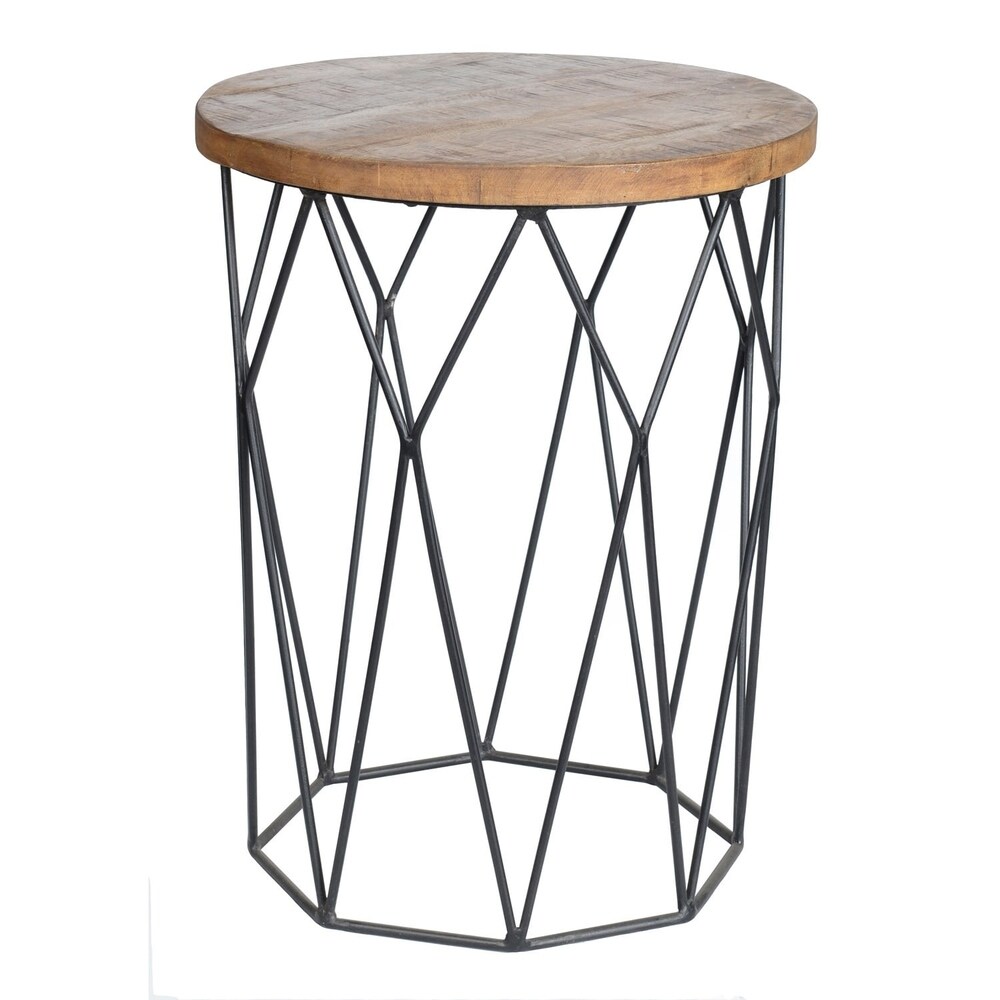 Chester Wood/Iron Geometric Round Side Table by Kosas Home   24Hx20Wx20D