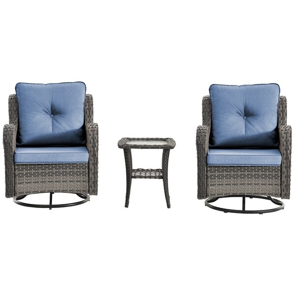 Wicker Patio Furniture Conversation Set with High Back Swivel Chairs and Storage Ottomans，Cushions Included🎃