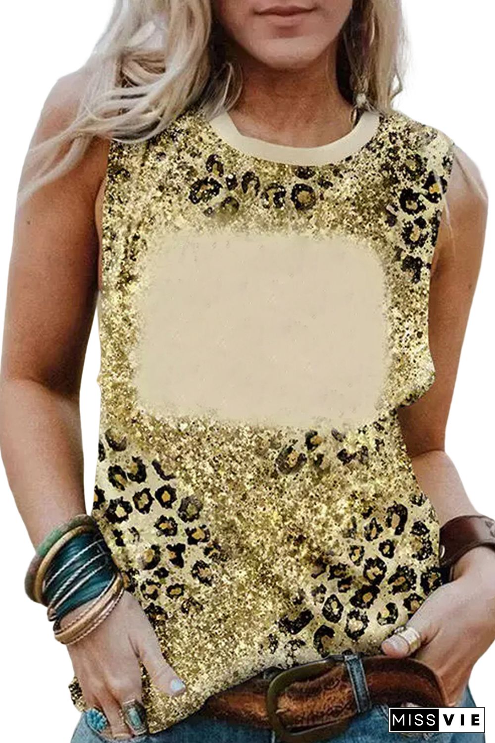 Leopard Print Blank Graphic Tank Top