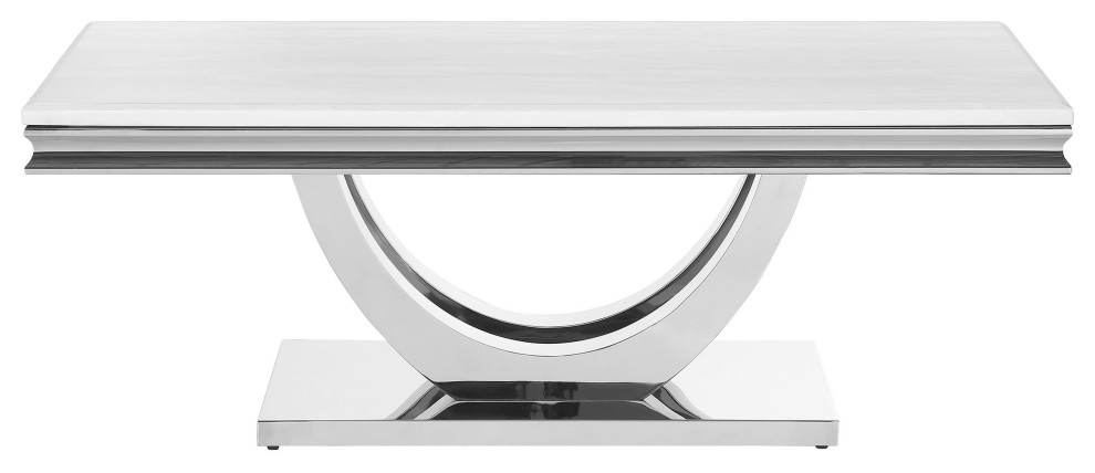 Kerwin U base Rectangle Coffee Table White and Chrome   Modern   Coffee Tables   by Modon  Houzz