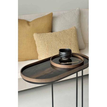 BRONZE ORGANIC GLASS TRAY OVALE M