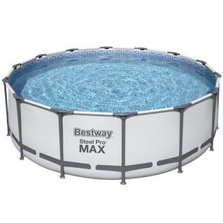 Bestway Steel Pro MAX 168 in. Round 48 in. D Above Ground Swimming Metal Frame Pool Set 5613HE-BW