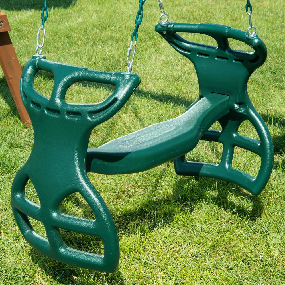 Gorilla Playsets Dual Ride Green Glider Swing with Green Coated Chains 04-0037-G