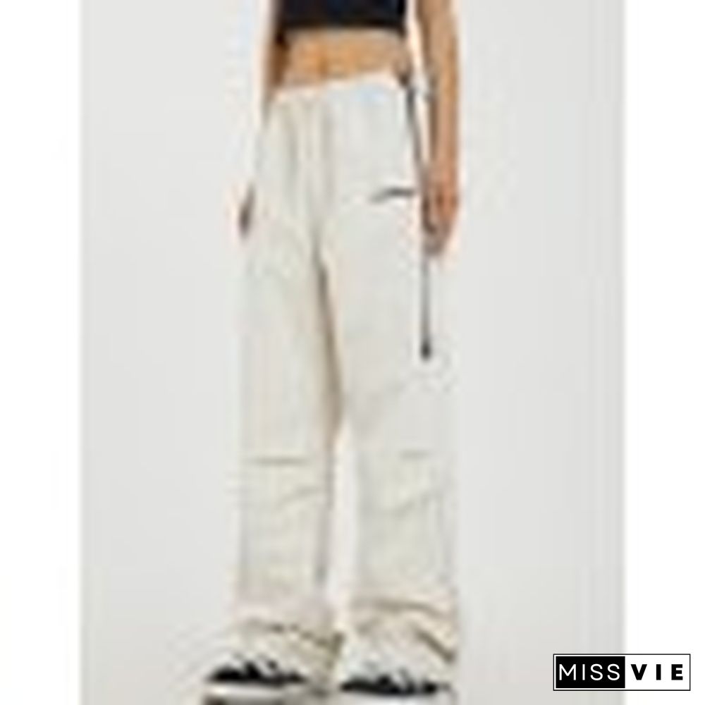 Ruched Zip Fly Baggy Sweatpants