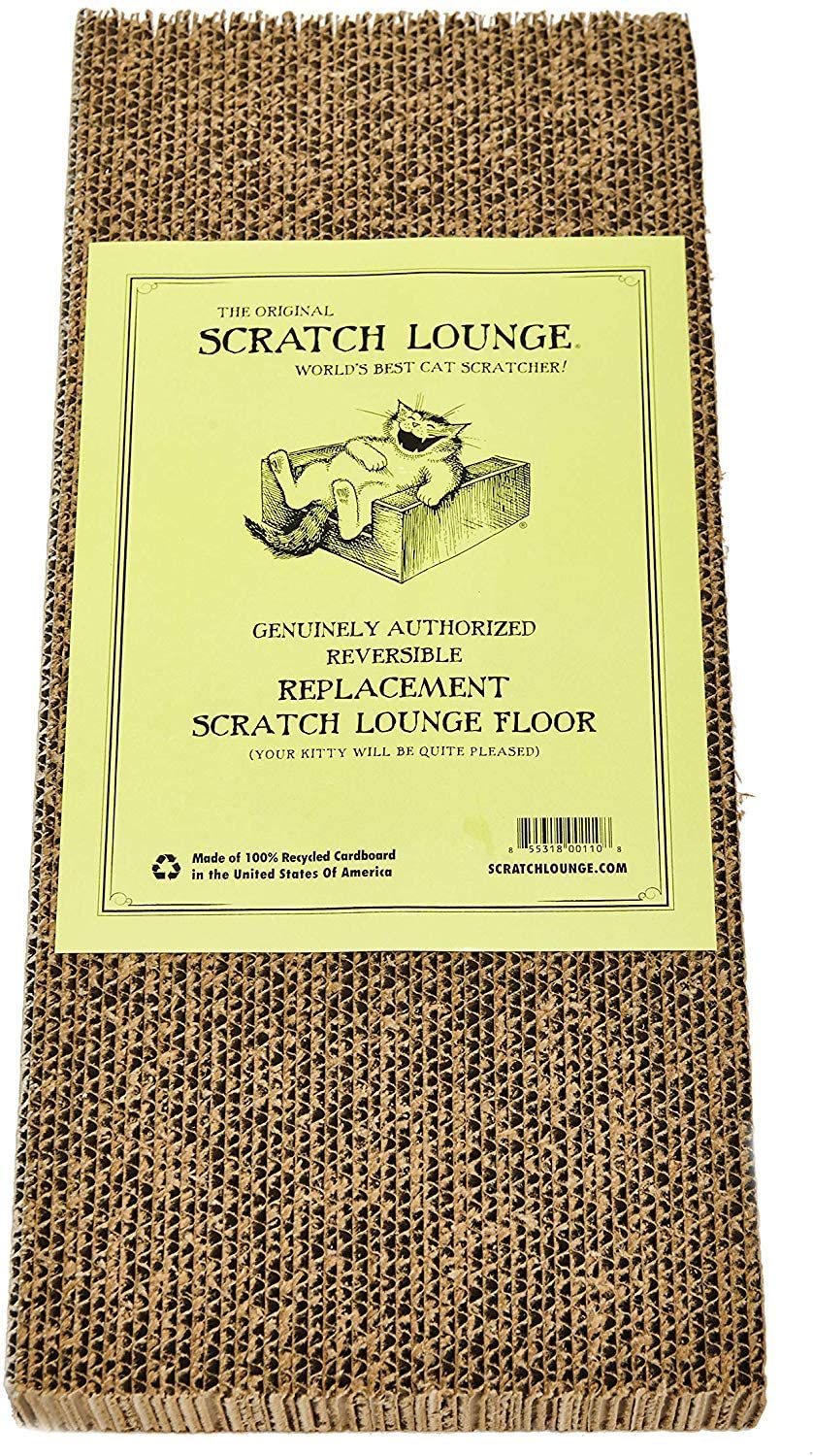 Scratch Lounge The Original XL Floor Refill， Two Pack - World's Best Cat Scratcher - Corrugated Cardboard Reversible Scratch Pad - for XL Scratchers