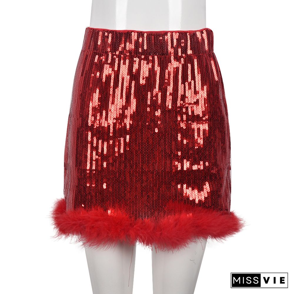 Fashionable Personality Sequined Hip Skirt