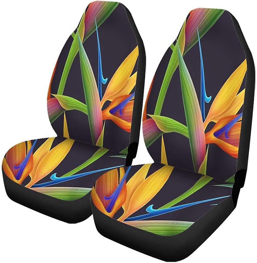 Set Of 2 Car Seat Covers Spring Time Contemporary Bird Paradise Flowers Universal Auto Front Seats Protector Fits For Car，suv Sedan，truck