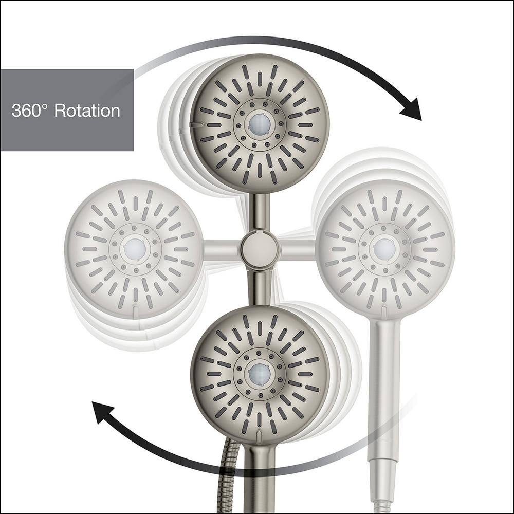 KOHLER Freespin Bellerose 3-Spray Patterns 5.25 in. Wall Mount Dual Shower Heads in Vibrant Brushed Nickel K-R21117-G-BN