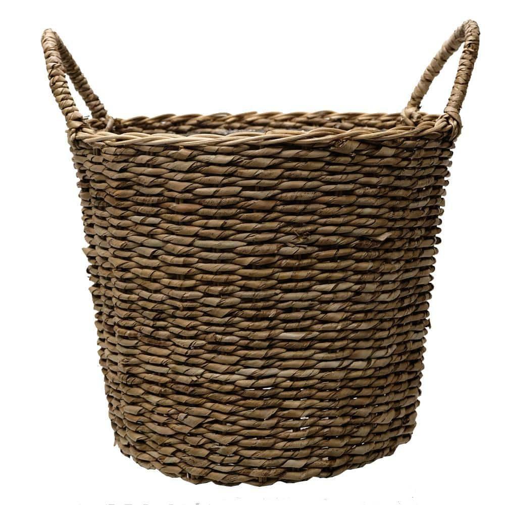 MPG 14.5 in. Dia Seagrass Basket Planter in a Natural Finish with Plastic Liner BT8906