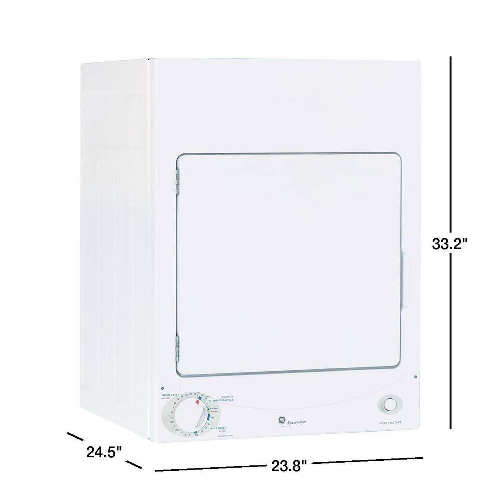 GE 3.6 cu. ft. 120-Volt White Stackable Electric Vented Stationary Compact Dryer DSKS333ECWW