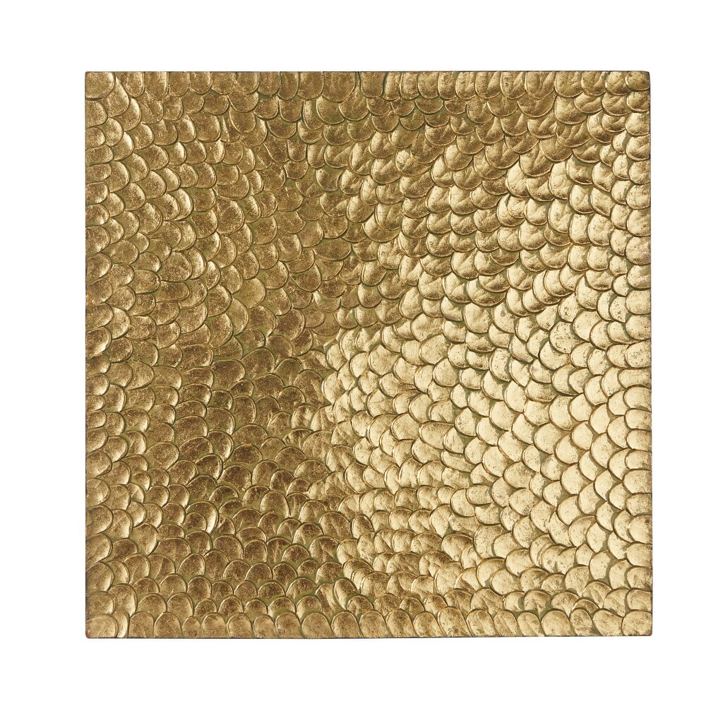 Gold or Silver Wood Carved Scales Abstract Wall Decor with Hammered Inspired Design