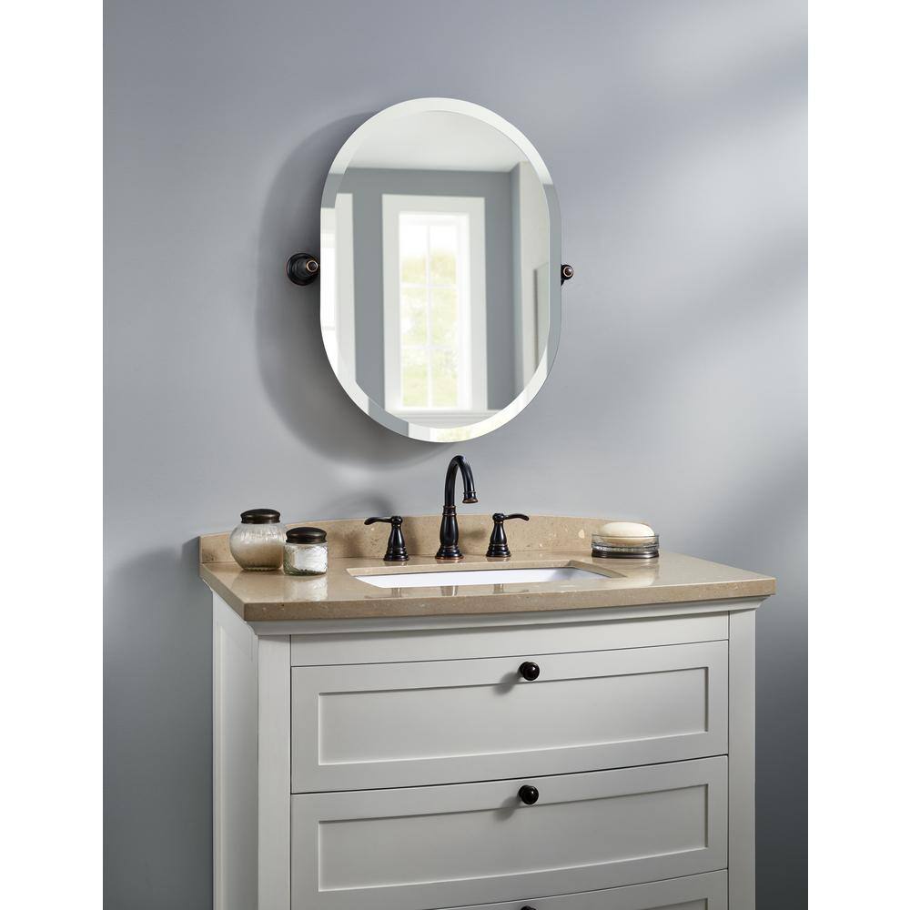 Delta Porter 26 in. x 23 in. Frameless Oval Bathroom Mirror with Beveled Edges in Oil Rubbed Bronze 78469-ORB