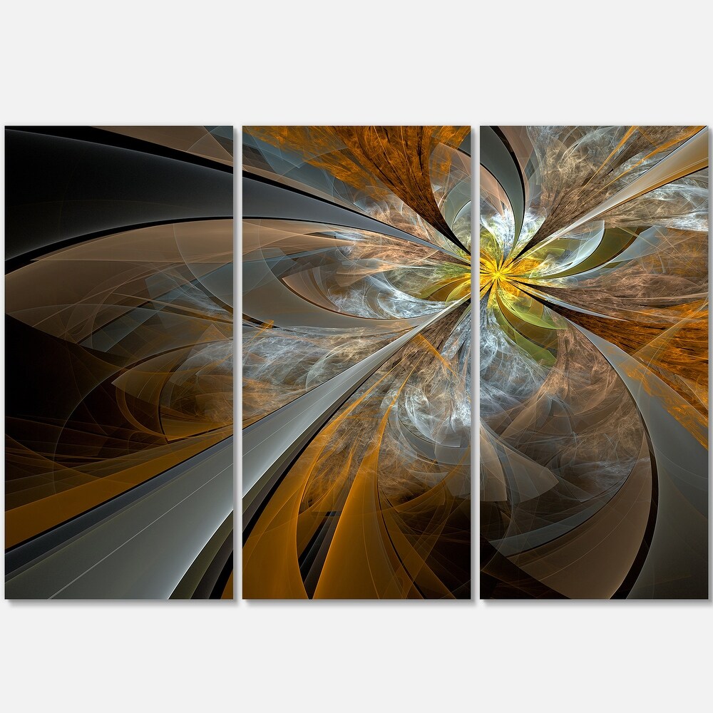 Designart 'Symmetrical Yellow Fractal Flower' Digital Art Metal Wall Art