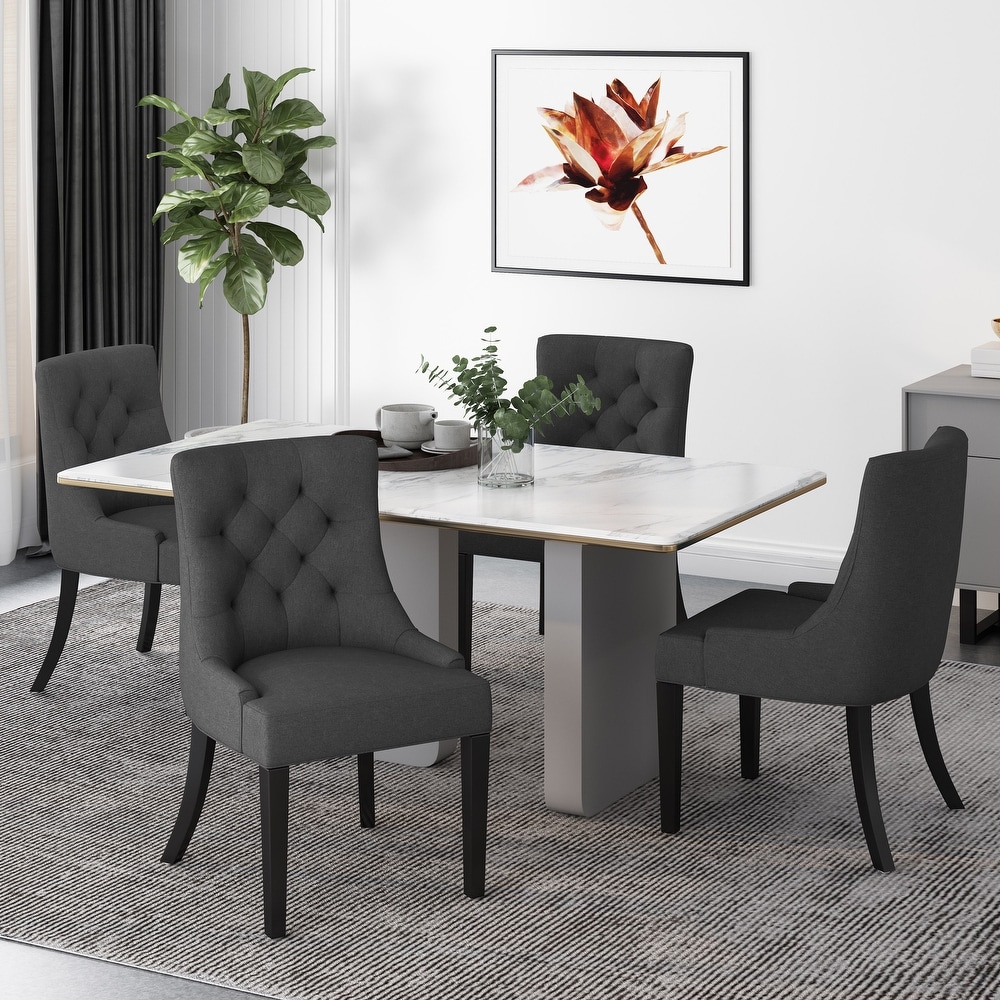 Hayden Modern Tufted Fabric Dining Chairs (Set of 4) by Christopher Knight Home