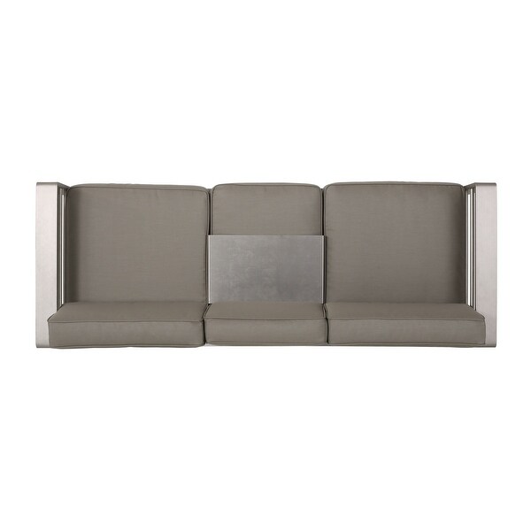 Cape Coral Aluminum and Sunbrella Outdoor 3 Seater Sofa with Cushions by Christopher Knight Home