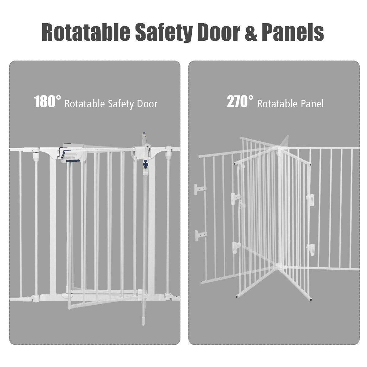 Costzon Baby Safety Gate, 115 Inch Length 5 Panel Adjustable Wide Fireplace Fence