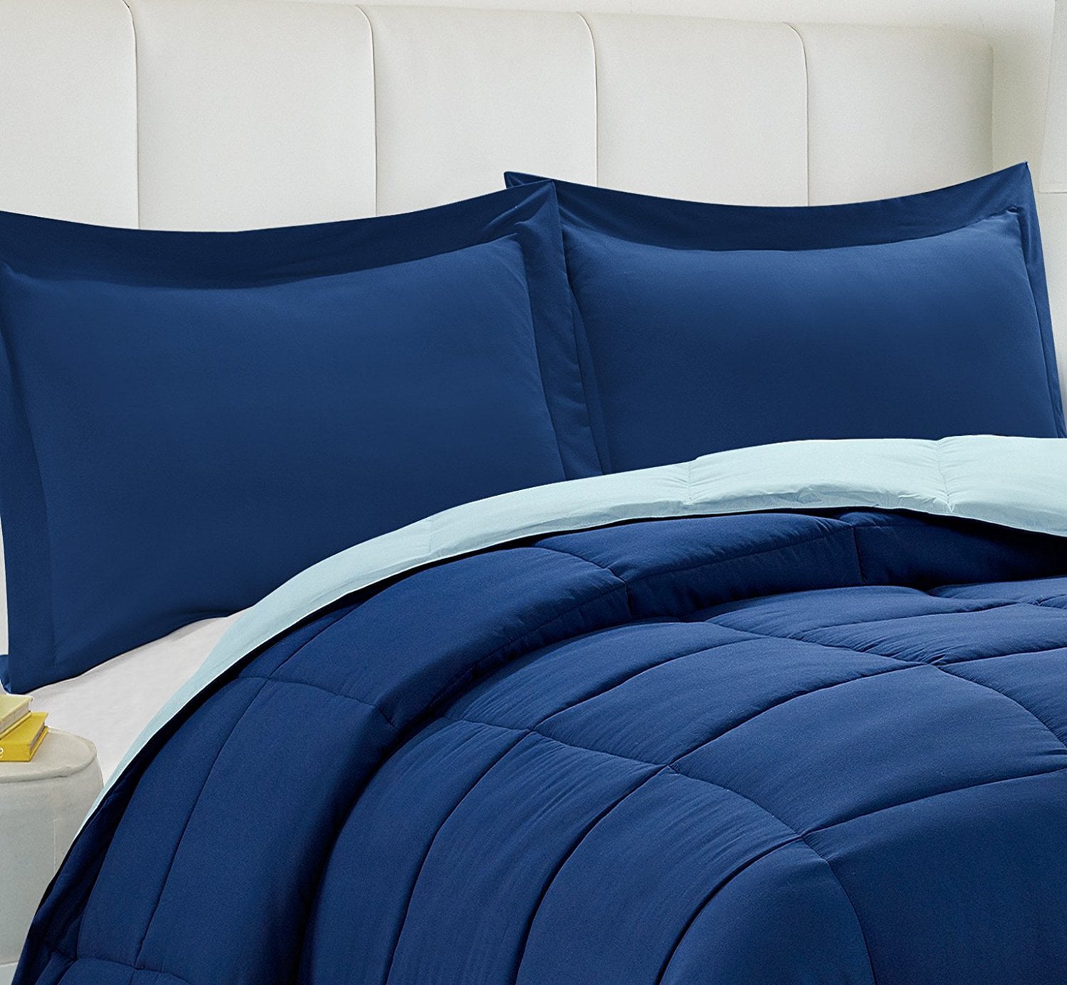 HIG Light Weight Down Alternative Comforter， Twin， Navy， Reversible