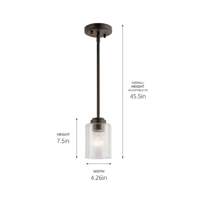 Kichler 44032OZ Winslow Olde Bronze Modern/Contemporary Seeded Glass Cylinder Mini Pendant Light