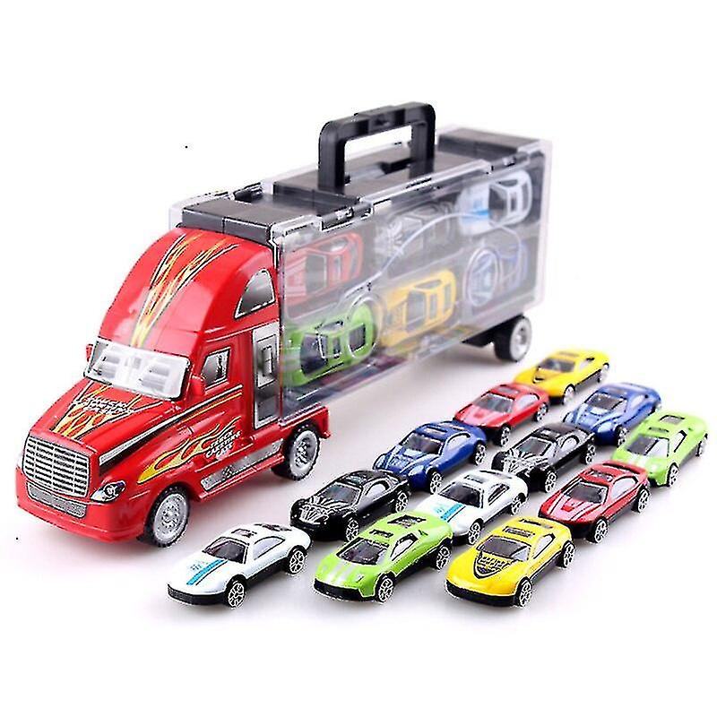 Big Transport Car Container Carrier Big Truck Vehicles Toys With Mini Diecast Cars Model Toys For Children Boys Birthday Gifts - Railed/motor/cars/bic