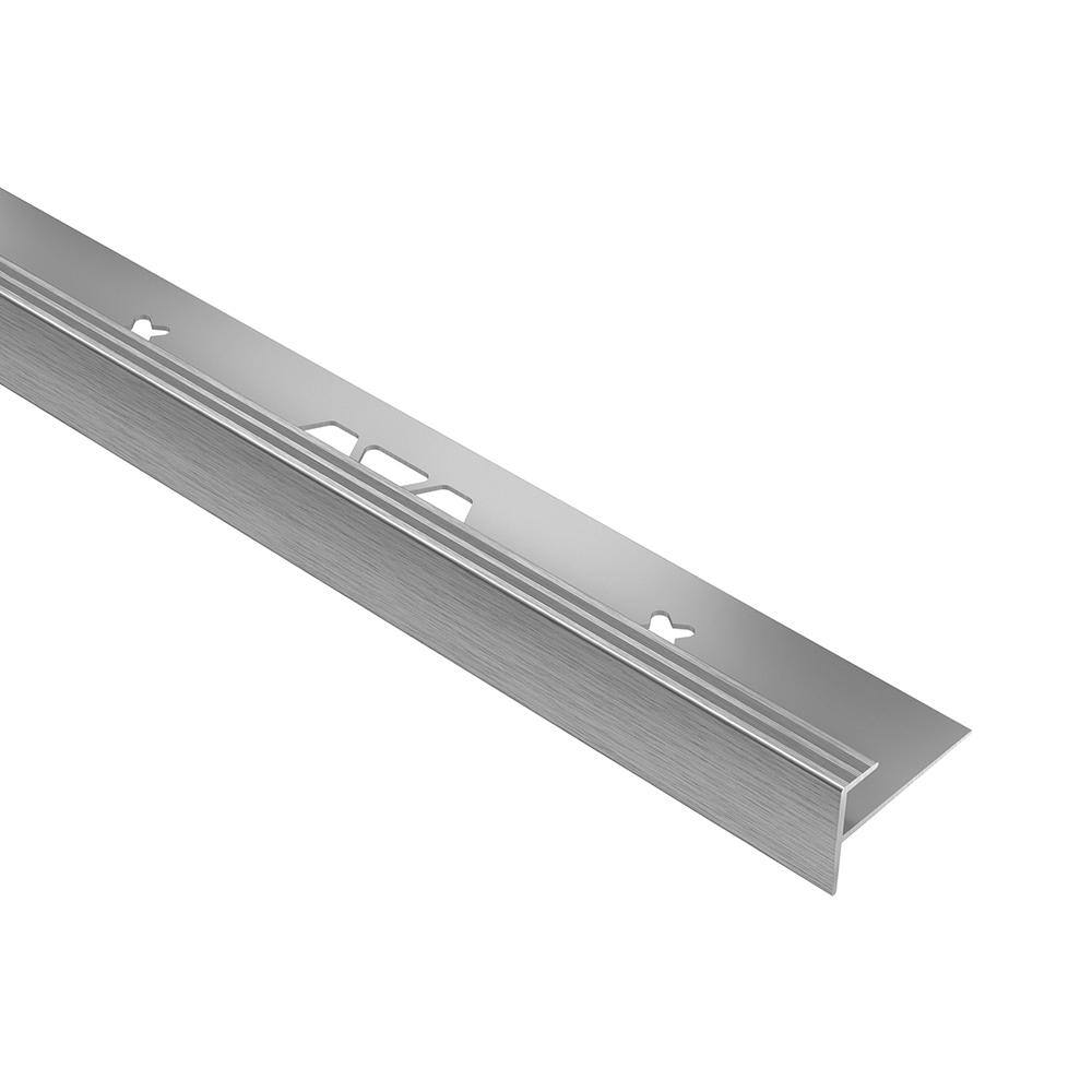 Schluter Systems Vinpro-Step Brushed Chrome Anodized Aluminum 316 in. x 8 ft. 2-12 in. Metal Resilient Tile Edge Trim VPST50ACGB