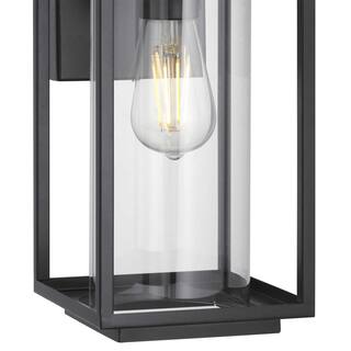 Progress Lighting Macstreet 12 in. 1-Light Matte Black Modern Outdoor Wall Lantern with Clear Glass P560221-031