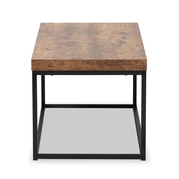 Bardot Industrial Wood and Metal Coffee Table-Walnut Brown/Black