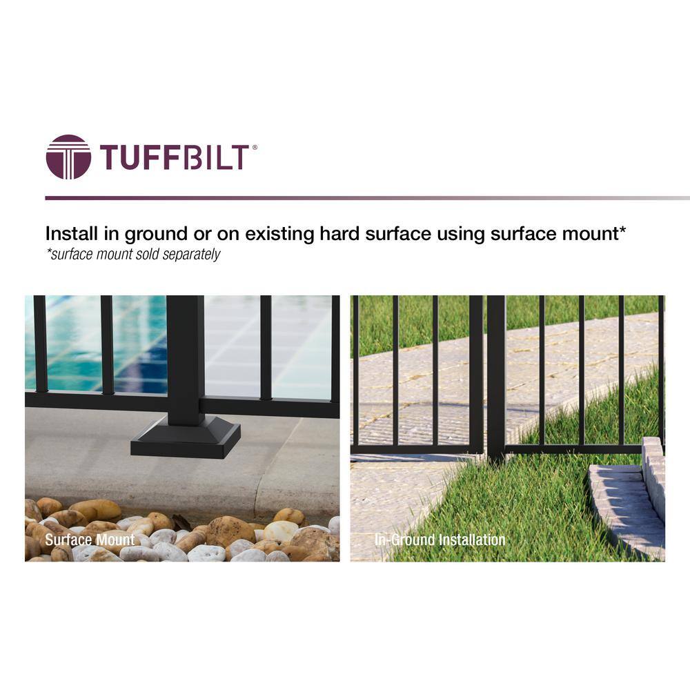 TuffBilt 2 in. x 2 in. x 70 in. Black Aluminum Fence End Post 73055165