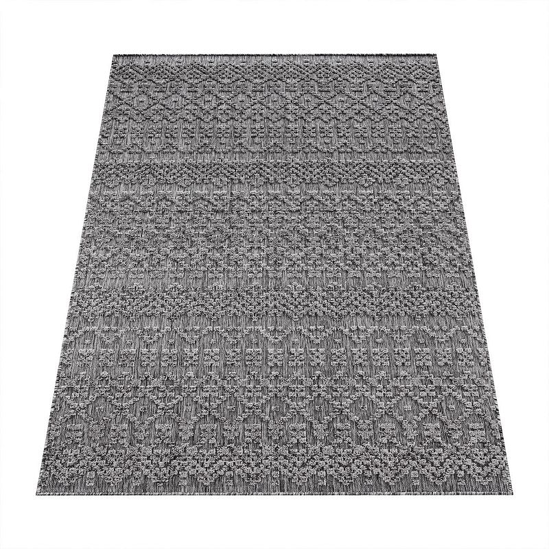 In- and Outdoor Rug Marrakesh Trellis Pattern with High/Low Effect