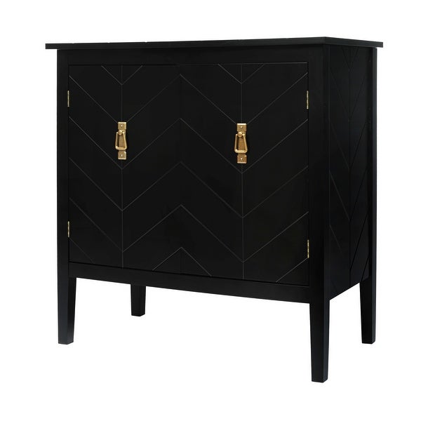 2 Door Wooden Cabinets， Black Wood Cabinet Vintage Style Sideboard for Living Room Dining Room Office - - 37927686