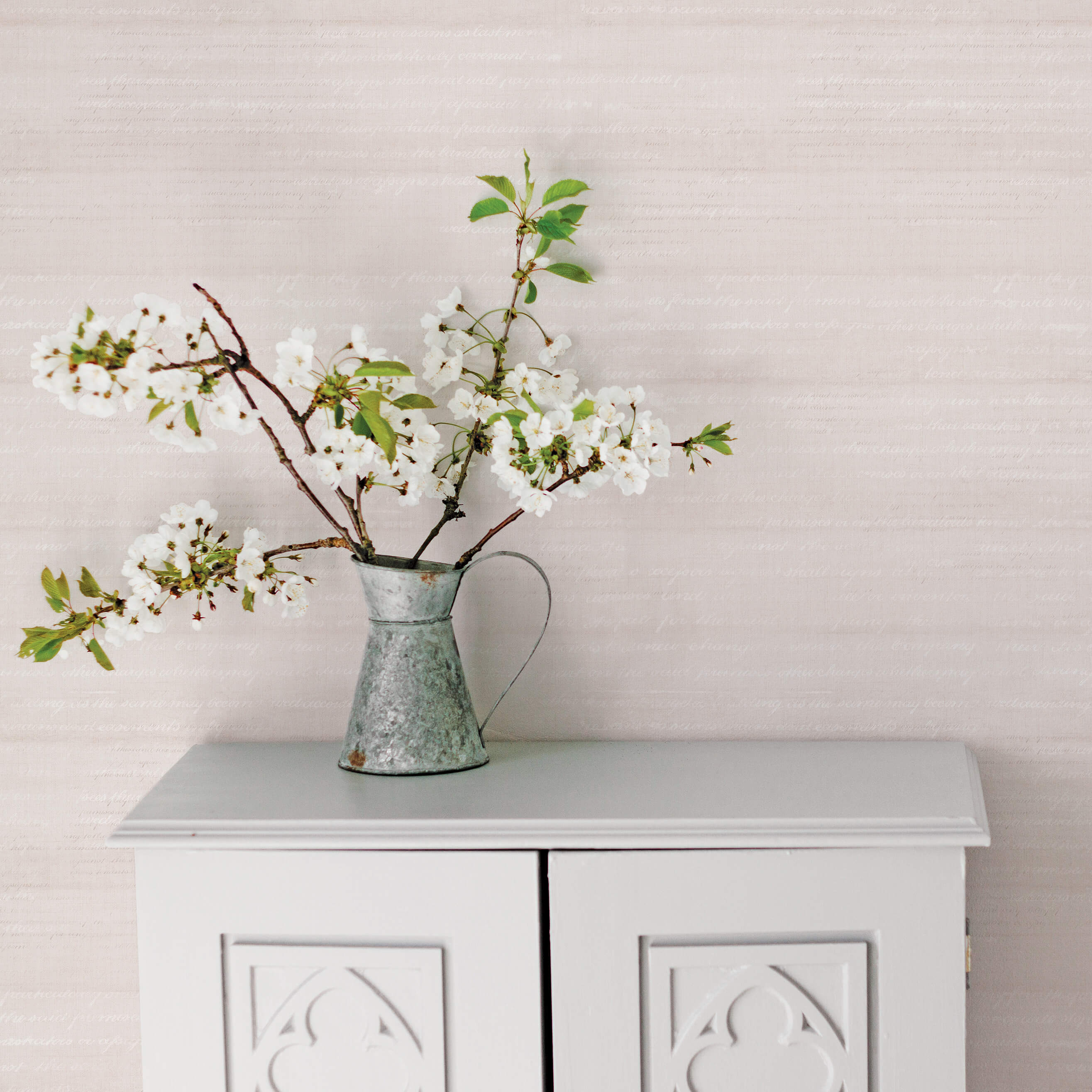 Faded Calligraphy Tan Wallpaper from the Vintage Roses Collection