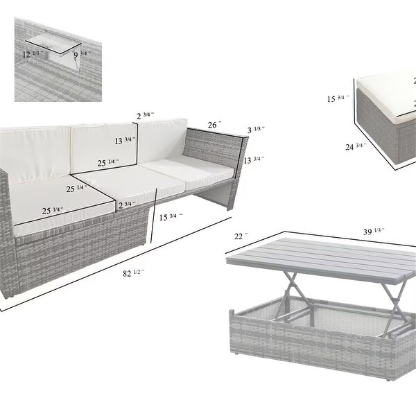 Outdoor Furniture With Plywood Coffee Table，with lift TOP Coffee Table