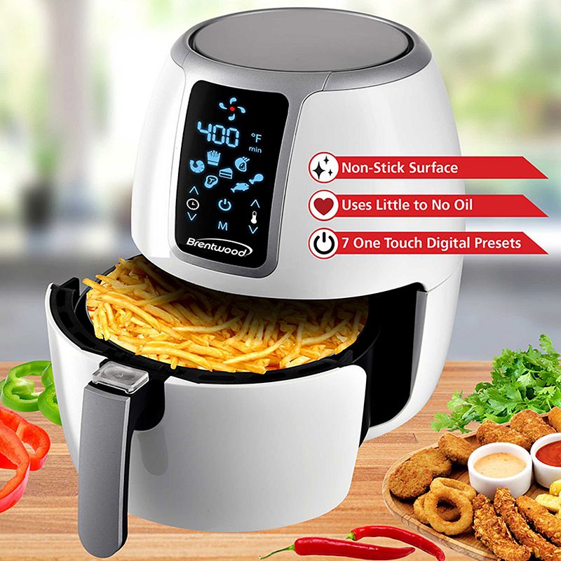 Brentwood Small 1400 Watt 4 Quart Electric Digital Air Fryer with Temperature Control