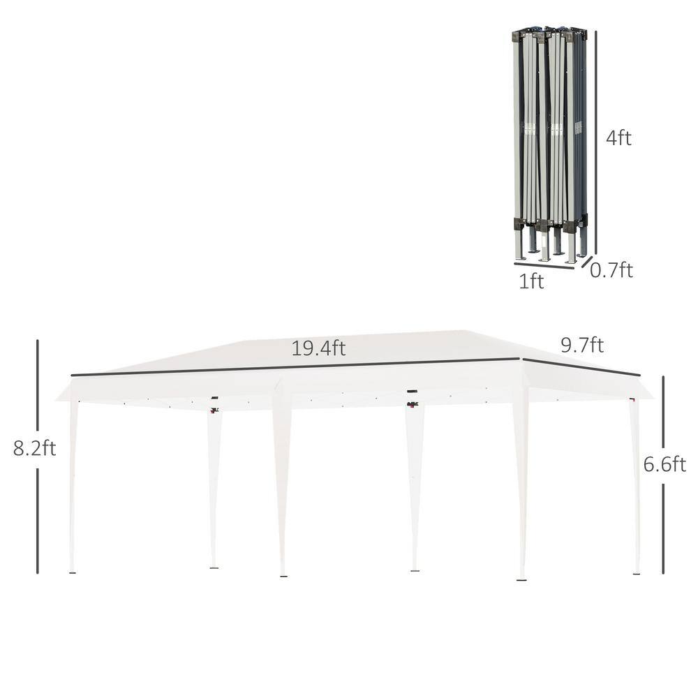 Outsunny 19 ft. x 10 ft. Heavy Duty Pop Up White Canopy with Sturdy Frame UV Fighting Roof Carry Bag for Patio Backyard 84C-118V01WT