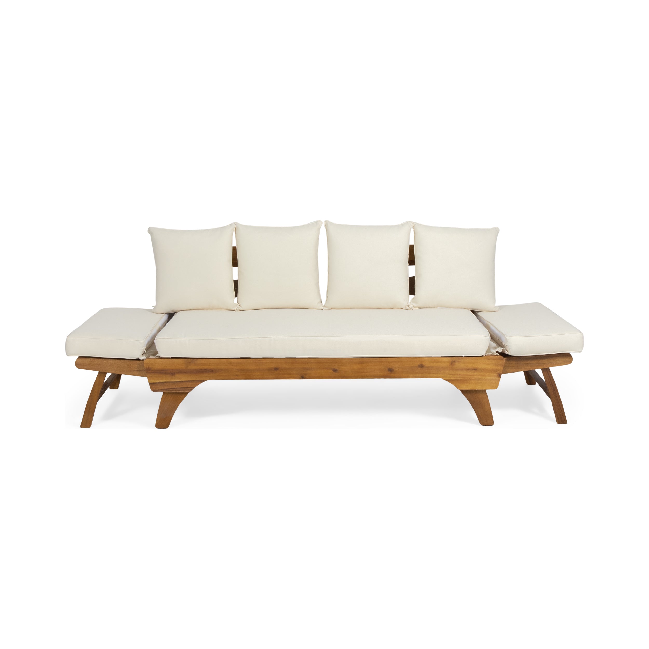 Oceanna Outdoor Acacia Wood Expandable Daybed with Water Resistant Cushions