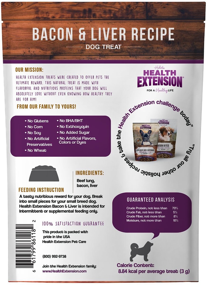 Health Extension Bully Puffs Grain-Free Bacon and Liver Dog Treats